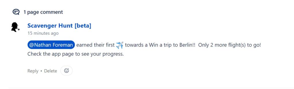A comment showing a potential free trip to Berlin